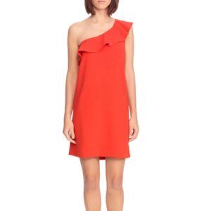 Sezane Ruffle One-Shoulder Shift Dress US Size 4